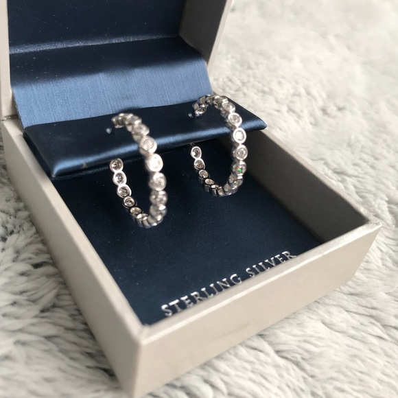 Jewelry - 925 Silver Hoop CZ Earrings
